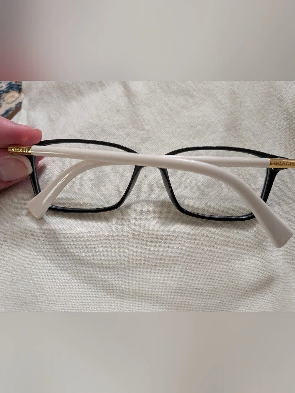 COACH Women’s Black and Ivory Rectangular Eyeglass Frames